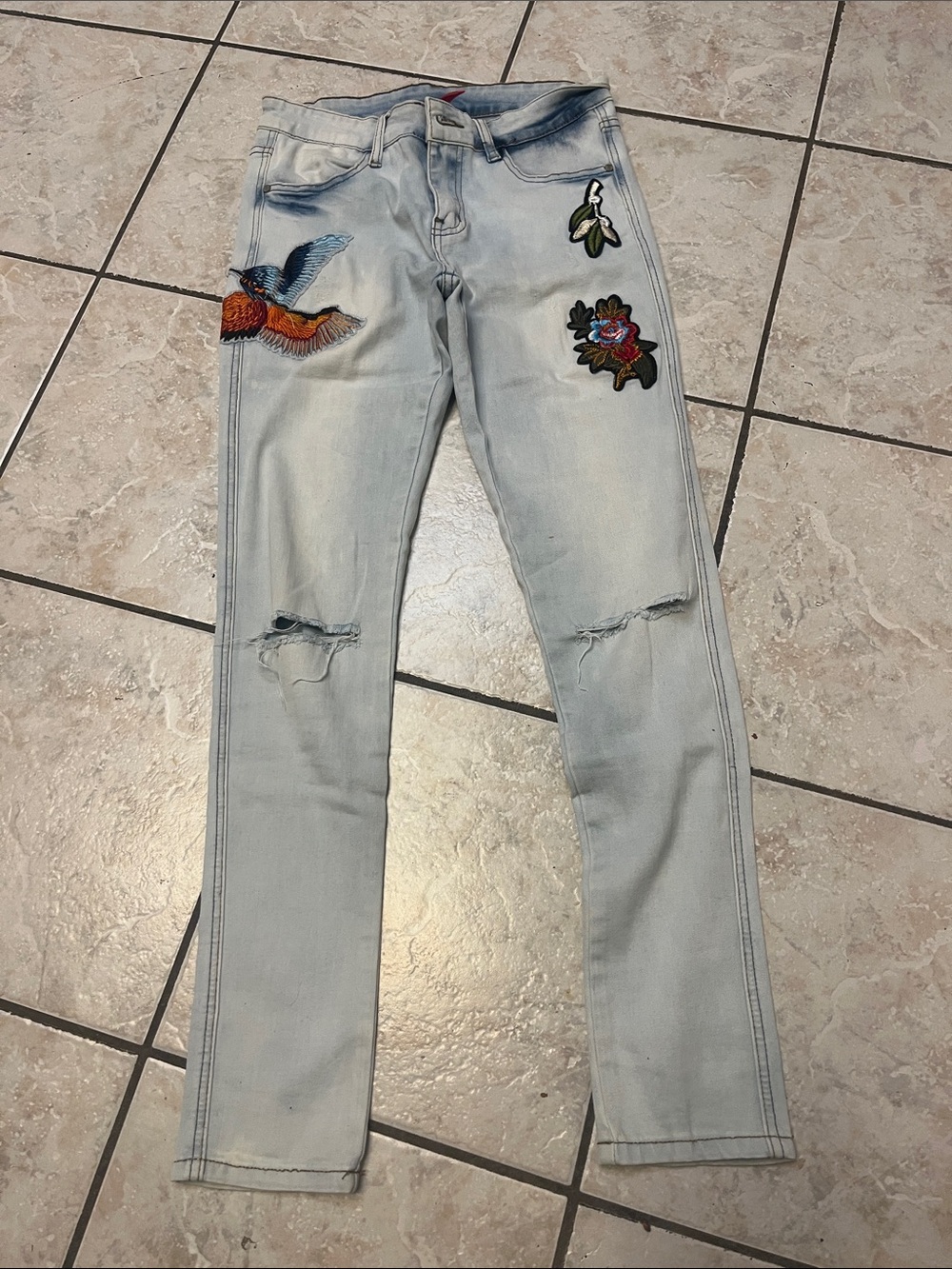 2Xtremz Light Wash Embroidered Skinny Jeans CSJeans